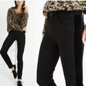Madewell 9” High Rise Skinny Jeans Velvet Tuxedo Stripe Black Size 24